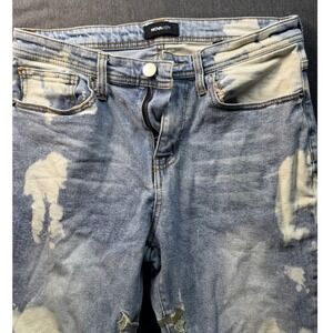 Nova Men Bleach Splatter Jeans Flare Leg Cross Detail Size 32‎